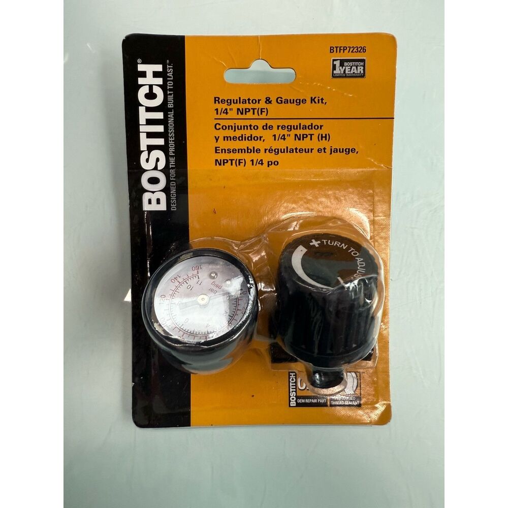 Bostitch BTFP72326 Regulator and‎ Gauge Kit with 1/4-Inch NPT Thread